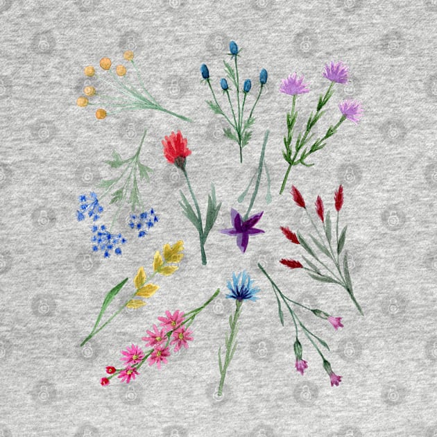 Watercolor Wildflowers Pattern by Whimsical Frank